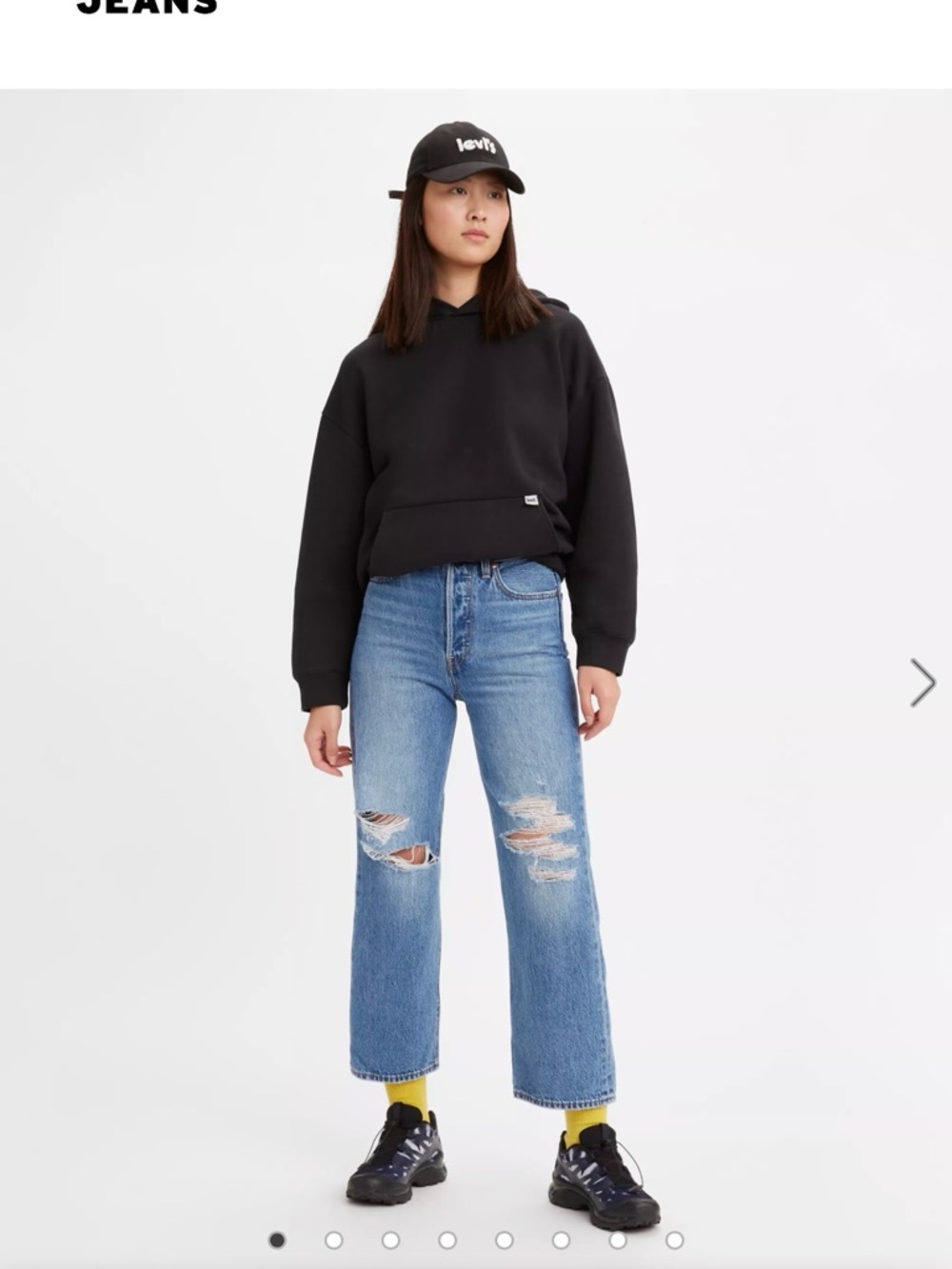 Levi's Cropped Distressed Straight Jeans in Light Blue - Picture 2 of 7